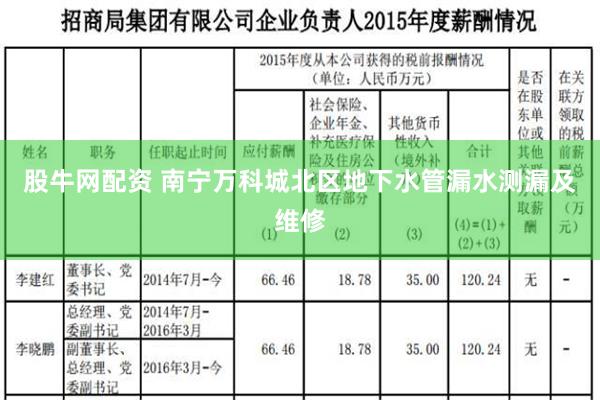 股牛网配资 南宁万科城北区地下水管漏水测漏及维修