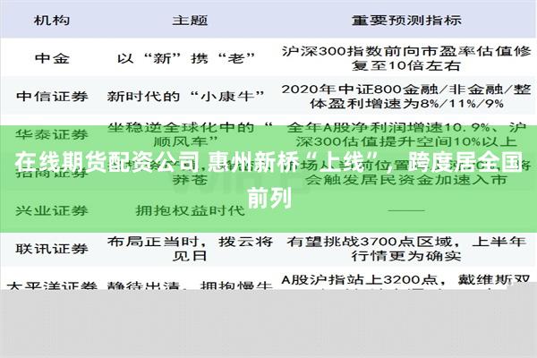 在线期货配资公司 惠州新桥“上线”，跨度居全国前列